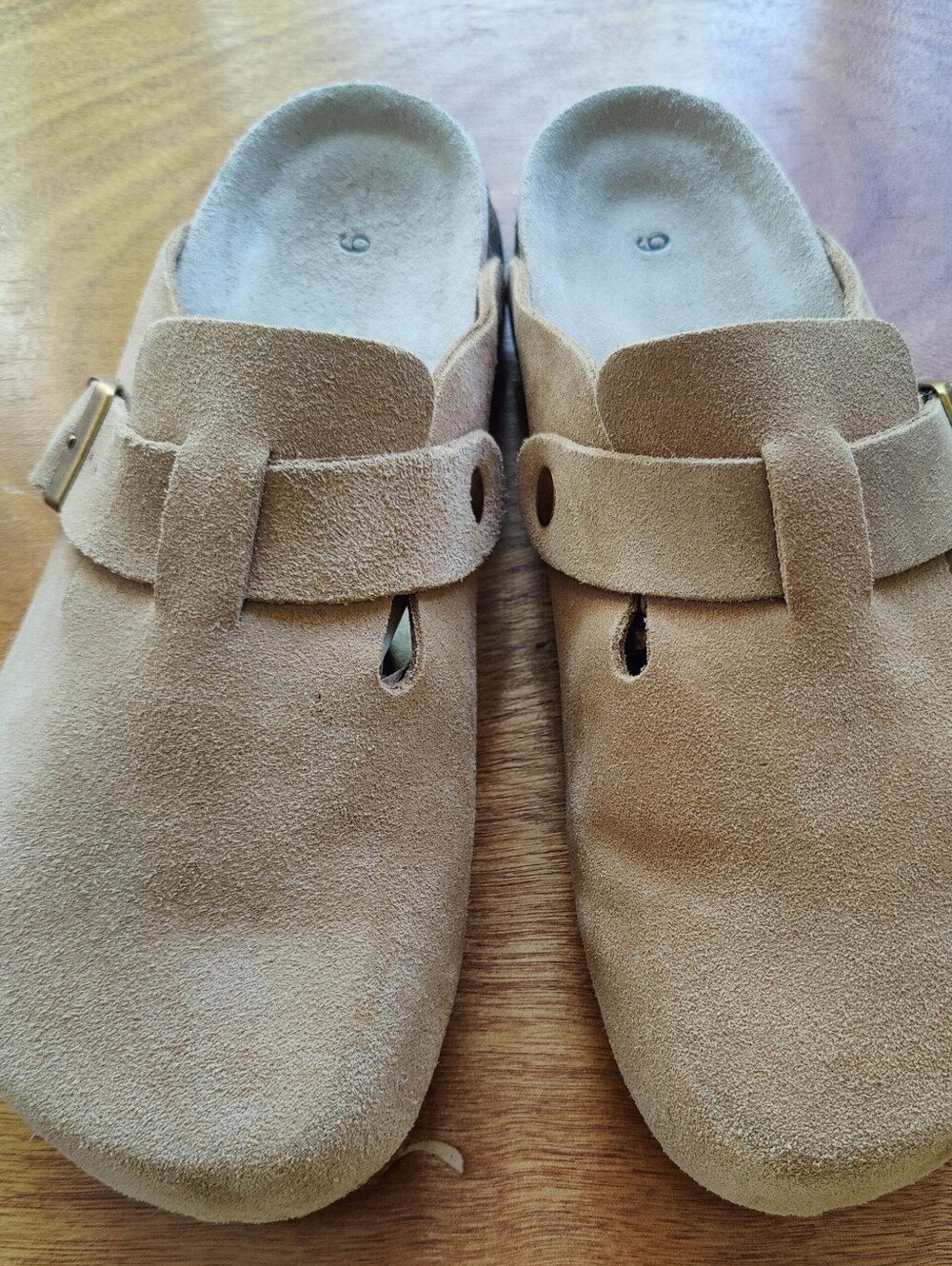Quince Suede Slip-On Clog with Buckle - Tan 9
